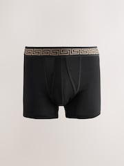 Black Metallic Pattern Waistband 5 Pack A-Front Cotton Rich Boxers - Image 4 of 9
