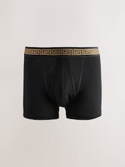 Black Metallic Pattern Waistband 5 Pack A-Front Cotton Rich Boxers - Image 5 of 9