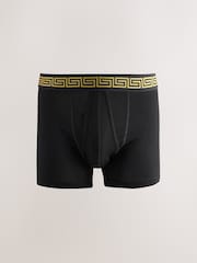 Black Metallic Pattern Waistband 5 Pack A-Front Cotton Rich Boxers - Image 6 of 9