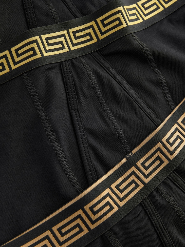 Black Metallic Pattern Waistband 5 Pack A-Front Cotton Rich Boxers - Image 8 of 9