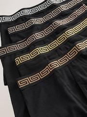 Black Metallic Pattern Waistband 5 Pack A-Front Cotton Rich Boxers - Image 9 of 9