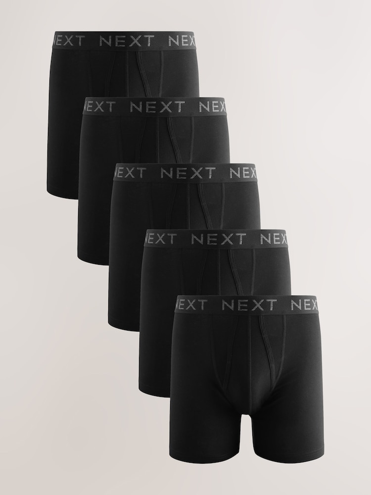 Black 5 Pack Sports Longer Length A-Front Boxers - Image 1 of 9