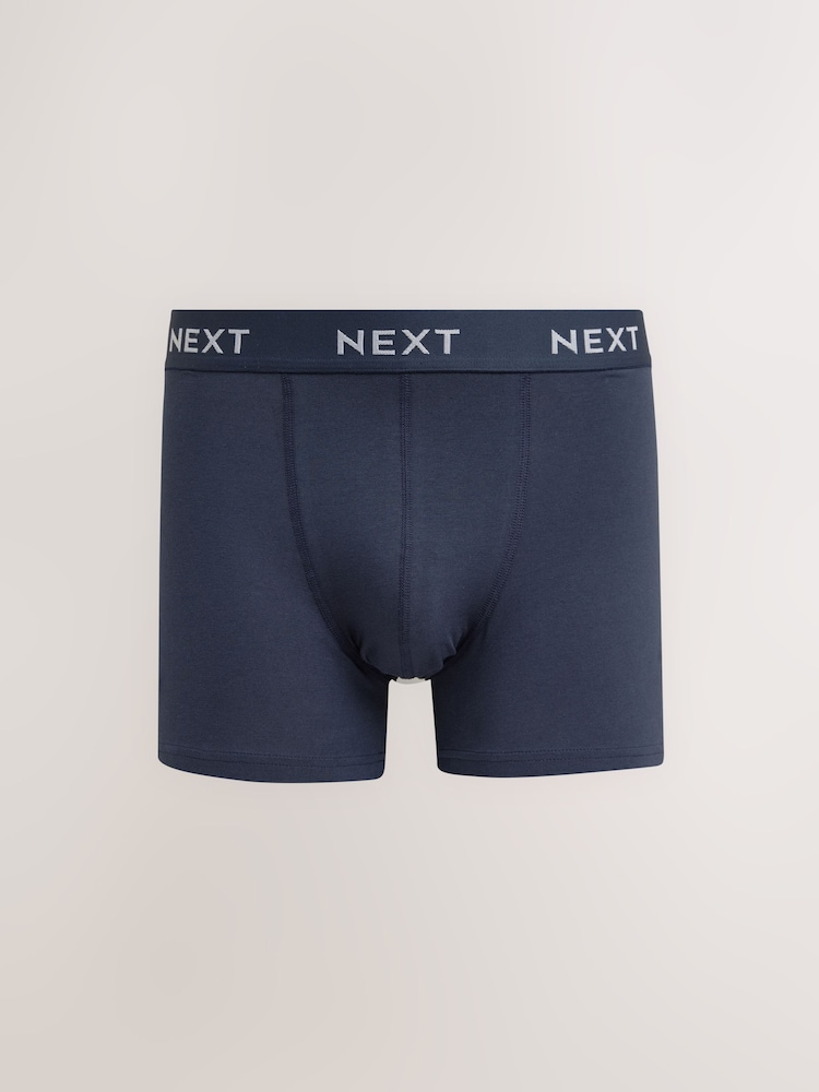 Blue 5 Pack Cotton Rich Trunk Boxers - Image 4 of 8