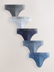 Blue/Grey 5 Pack Cotton Rich Briefs - Image 1 of 9