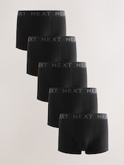 Black Waistband Trunks Boxers 5 Pack - Image 1 of 9