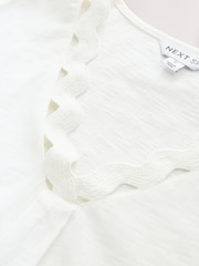 White 100% Cotton Short Sleeves Lace Insert T-Shirt - Image 3 of 3