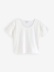 White 100% Cotton Gathered T-Shirt - Image 1 of 3