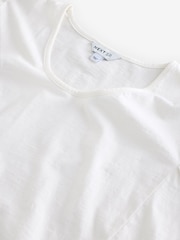 White 100% Cotton Gathered T-Shirt - Image 3 of 3