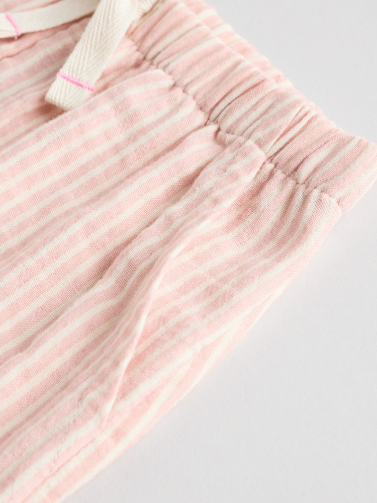 White/ Pink Bunny Stripe Baby 100% Cotton T-Shirt and Wide Leg Trousers Set 2 Piece - Image 13 of 13