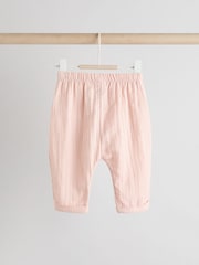 White/ Pink Bunny Stripe Baby 100% Cotton T-Shirt and Wide Leg Trousers Set 2 Piece - Image 7 of 13