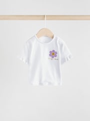 White and Multi Stripe 100% Cotton T-Shirt and Wide Leg Trousers Set 2 Piece - Image 2 of 10