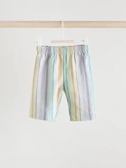 White and Multi Stripe 100% Cotton T-Shirt and Wide Leg Trousers Set 2 Piece - Image 3 of 10