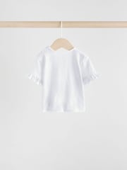 White and Multi Stripe 100% Cotton T-Shirt and Wide Leg Trousers Set 2 Piece - Image 5 of 10