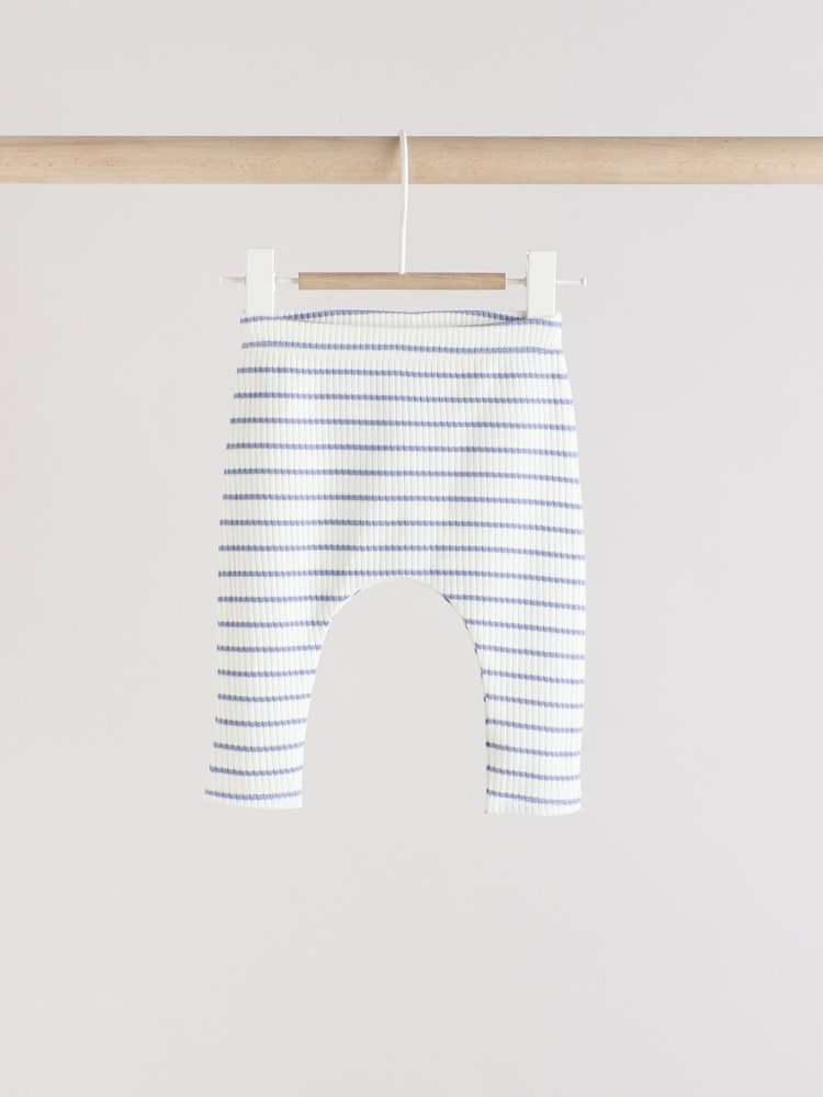 Rose et Gris Rayé - 100% Coton Bébé Leggings 3 Paquet - Image 3 of 11