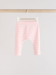 Pink and Grey Stripe 100% Cotton Baby Leggings 3 Pack - Image 4 of 11