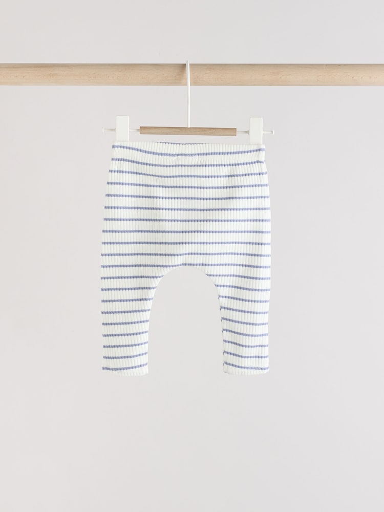 Rose et Gris Rayé - 100% Coton Bébé Leggings 3 Paquet - Image 6 of 11