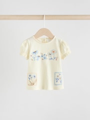 Ecru and Blue Floral Baby - Комплект из 2 предметов (футболка и шорты с пышными рукавами) - Image 3 of 12