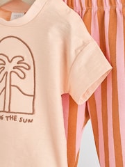 Coral/Orange/Pink Baby Short Sleeve Top and Trousers Set - Image 11 of 12