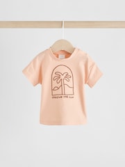 Coral/Orange/Pink Baby Short Sleeve Top and Trousers Set - Image 5 of 12