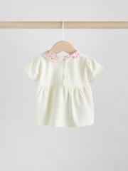 Pink/White Butterfly Short Sleeve Baby Top & Shorts Set 2 Piece - Image 4 of 10