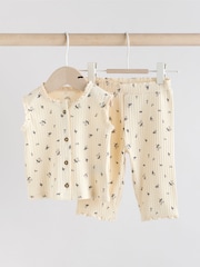 Black and White Ditsy Print - Baby Sleeveless Top and Leggings Set - Imagen 1 de 11
