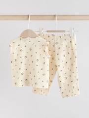 Black and White Ditsy Print - Baby Sleeveless Top and Leggings Set - Imagen 2 de 11