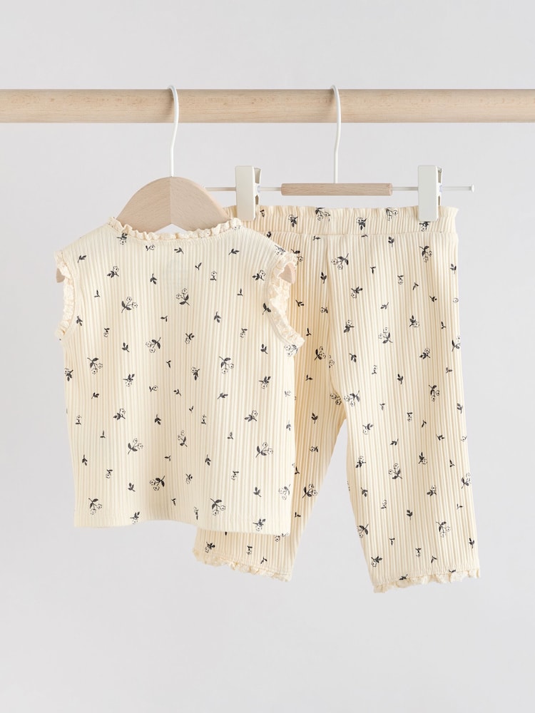 Black and White Ditsy Print - Baby Sleeveless Top and Leggings Set - Imagen 2 de 11 Black and White Ditsy Print - Baby Sleeveless Top and Leggings Set - Imagen 2 de 11