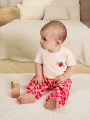 Red/Pink Strawberry/ Hearts - Strawberry & Hearts Baby Short Sleeve Top and Trousers Set - Image 2 of 7