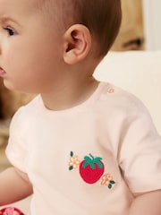 Red/Pink Strawberry/ Hearts - Strawberry & Hearts Baby Short Sleeve Top and Trousers Set - Image 4 of 7