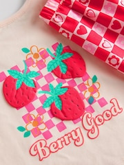 Red/Pink Strawberry/ Hearts - Strawberry & Hearts Baby Short Sleeve Top and Trousers Set - Image 7 of 7