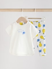 White/ Blue/ Yellow Fruit Baby Short Sleeve Top and Leggings Set 2 Piece - Image 1 of 11