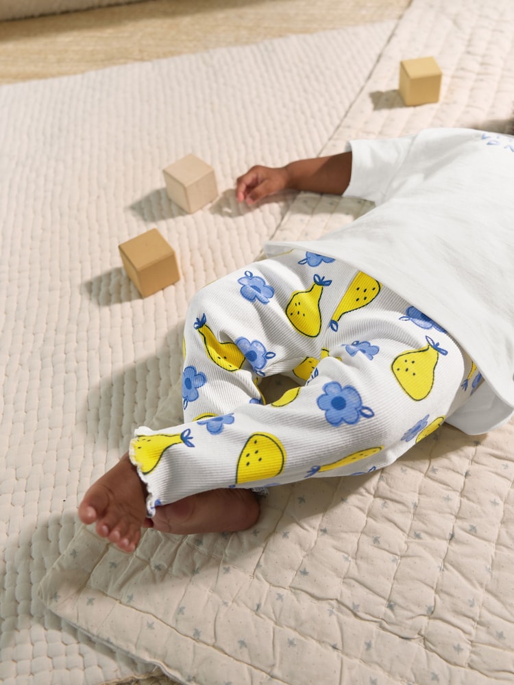 White/ Blue/ Yellow Fruit Baby Short Sleeve Top and Leggings Set 2 Piece (0mths-2yrs) - Image 15 of 15