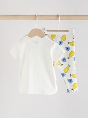 White/ Blue/ Yellow Fruit Baby Short Sleeve Top and Leggings Set 2 Piece - Image 2 of 11