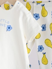 White/ Blue/ Yellow Fruit Baby Short Sleeve Top and Leggings Set 2 Piece - Image 7 of 11