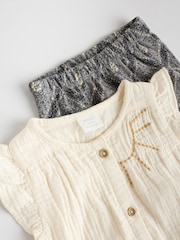 Girafa creme/cinza - 100% algodão costurado para bebês com blusa de animal e conjunto de leggings estampadas - Imagem 13 de 16