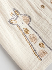 Girafa creme/cinza - 100% algodão costurado para bebês com blusa de animal e conjunto de leggings estampadas - Imagem 14 de 16