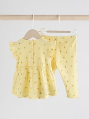 Yellow Lemon Baby Short Sleeve Frill Top and Leggings Set 2 Piece - Image 2 of 10