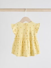 Yellow Lemon Baby Short Sleeve Frill Top and Leggings Set 2 Piece - Image 3 of 10