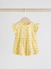 Yellow Lemon Baby Short Sleeve Frill Top and Leggings Set 2 Piece - Image 5 of 10