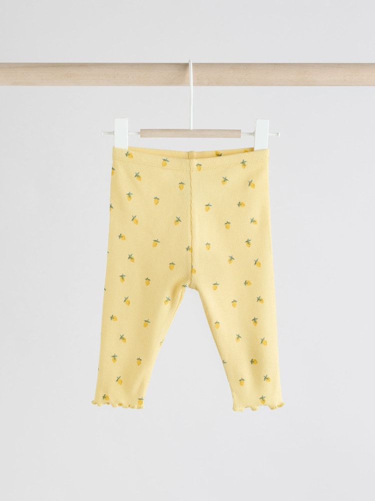 Yellow Lemon Baby Short Sleeve Frill Top and Leggings Set 2 Piece - Image 6 of 10