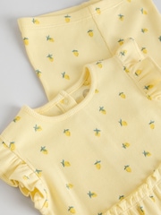 Yellow Lemon Baby Short Sleeve Frill Top and Leggings Set 2 Piece - Image 8 of 10