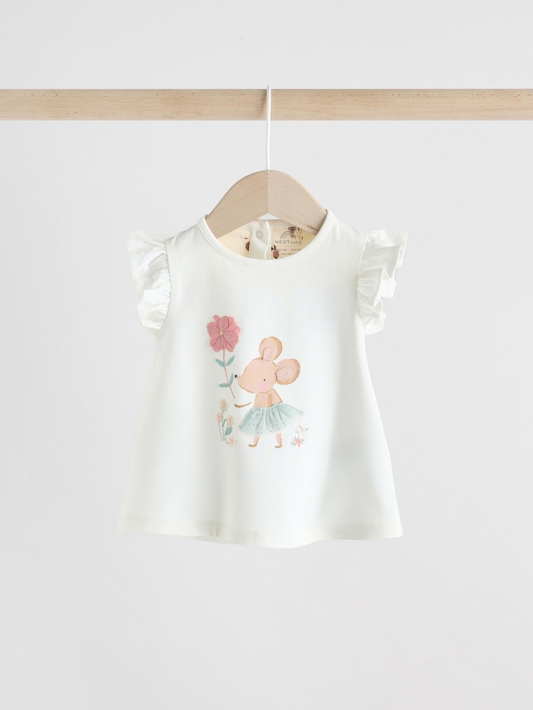 White/Cream Mouse Short Sleeve Baby Top & Shorts Set 2 Piece - Image 2 of 11