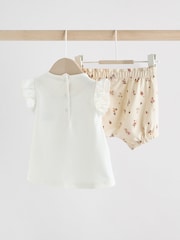 White/Cream Mouse Short Sleeve Baby Top & Shorts Set 2 Piece - Image 4 of 11