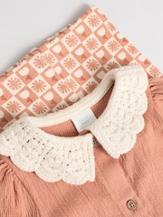 Rust and White Frill Collar Top and Printed Leggings 2 Piece Set - Image 12 of 16