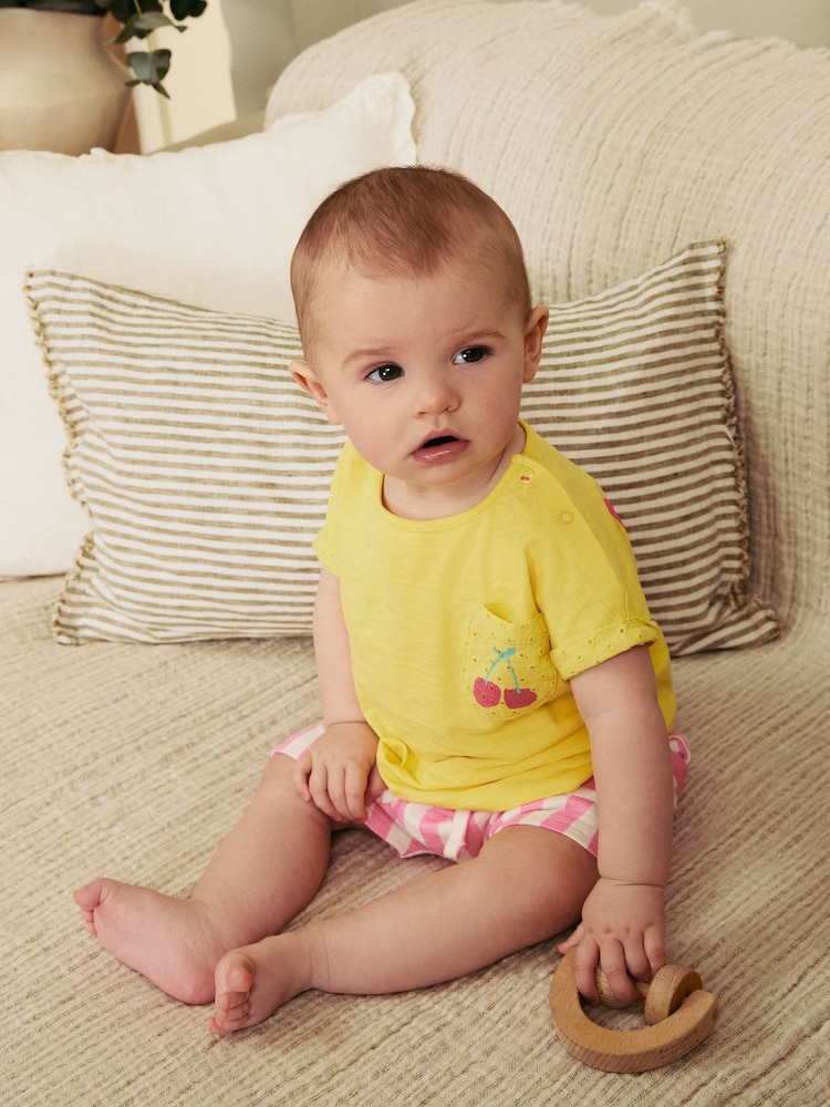 Bright Yellow Short Sleeve Baby Top & Shorts Set 2 Piece - Image 3 of 7