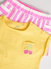 Bright Yellow Short Sleeve Baby Top & Shorts Set 2 Piece - Image 4 of 7