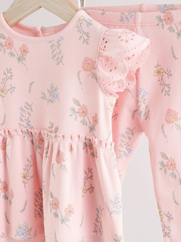 Rosa floral - Conjunto de 2 piezas de leggings y camiseta de manga corta con volantes para bebé - Imagen 10 de 10 Rosa floral - Conjunto de 2 piezas de leggings y camiseta de manga corta con volantes para bebé - Imagen 10 de 10