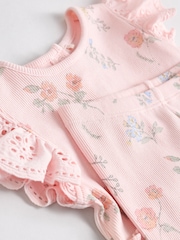 Pink Floral Baby Short Sleeve Frill Top and Leggings Set 2 Piece - Image 11 of 13