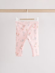 Rosa floral - Conjunto de 2 piezas de leggings y camiseta de manga corta con volantes para bebé - Imagen 9 de 10
