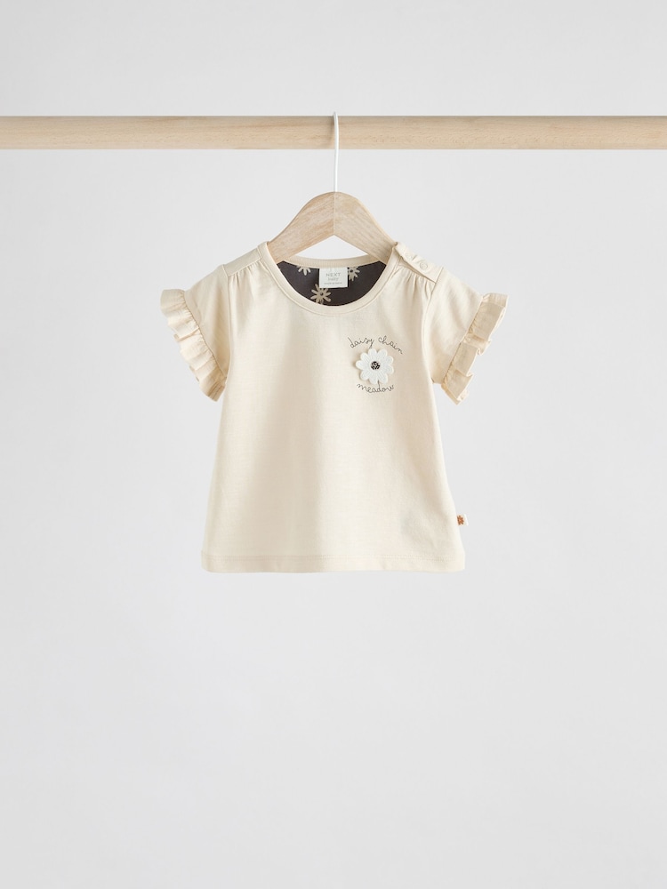 Black/White Flower Short Sleeve Baby Top & Shorts Set 2 Piece - Image 2 of 10